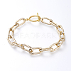Aluminum Textured Paperclip Chain Bracelets & Necklaces Jewelry Sets SJEW-JS01094-01-3