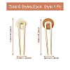 Biyun 6Pcs 6 Style Zinc Alloy Hair Forks PALLOY-BY0001-02-3