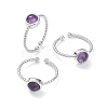 Natural Amethyst Cuff Rings RJEW-E074-01P-03-1