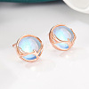 Flat Round with Deer Horn Pattern Brass Stud Earrings WG9EF84-02-1