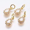Brass Micro Pave Cubic Zirconia Charms RB-I077-15G-RS-1