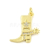 Cowboy Boots Rack Plating Brass Micro Pave Clear Cubic Zirconia Pendants KK-Z053-05G-1