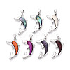 Alloy and Dyed Natural Paua Shell Pendants PALLOY-T093-07M-1