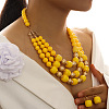 Alloy with Acrylic Barrel Beaded Multilayer Necklaces & Dangle Earrings Sets WG533CF-02-1