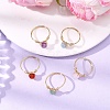 Natural Gemstone Round Braided Bead Finger Rings for Women RJEW-JR00953-01-2