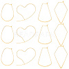 BENECREAT 16Pcs 4 Style Heart & Egg & Polygon & Fan Brass Hoop Earrings Findings KK-BC0011-93-1