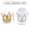 Olycraft 4Pcs 2 Colors Crown Alloy Display Ornaments FIND-OC0001-39-2