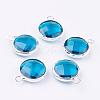Silver Color Plated Brass Glass Flat Round Charms GLAA-M003-A-30S-1