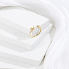 1Pc Letter Brass Rhinestone Open Cuff Rings for Women AJEW-LP0004-47H-G-3