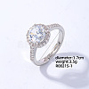 Flat Round Platinum Brass Adjustable Ring with Cubic Zirconia EG7863-29-1