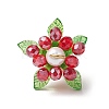 Glass with Round Shell Pearl and Acrylic Charms Pendants PALLOY-MZ00647-4
