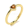 Heart Natural Tiger Eye Adjustable Rings RJEW-Q818-02G-02-2