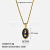 304 Stainless Steel Black Enamel Pendant Necklaces for Women FS-WG3C5F5-09-1