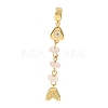 Brass Pave Cubic Zirconia Clear Cubic Zirconia & Natural Rose Quartz & Enamel European Dangle Charms GG-CBA3401-01G-B07-1