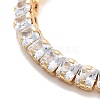 Brass Pave Clear Cubic Zirconia Square Link Bracelets BJEW-B094-09G-2