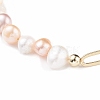 Natural Pearl Beaded Bracelet with Brass Paperclip Chains for Women BJEW-JB07920-02-4