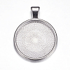 Flat Round Alloy Pendant Cabochon Settings LS-PALLOY-A15654-N-2