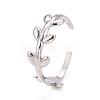 304 Stainless Steel Leaf Wrap Open Cuff Ring for Women RJEW-C025-15P-1