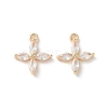 Real 18K Gold Plated Brass Cubic Zirconia Charms X-KK-R037-157G-1