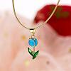 Tulip Alloy Enamel Pendant Necklaces FS-WGE671B-02-1