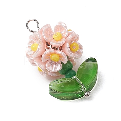 Glass Seed Beaded Flower Pendants PALLOY-MZ00521-01-1