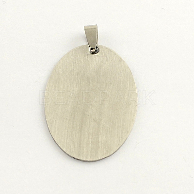 Non-Tarnish 201 Stainless Steel Oval Stamping Blank Tag Pendants STAS-S030-11-1