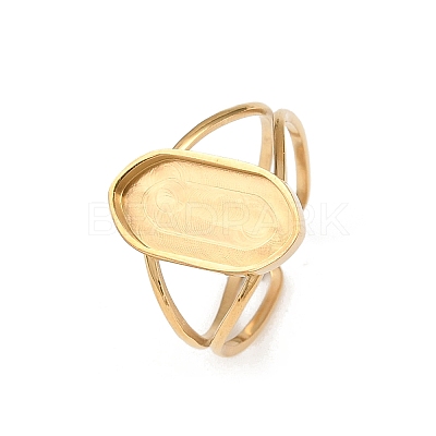 Real 18K Gold Plated 304 Stainless Steel Cuff Ring Components X-STAS-A191-12C-G-1