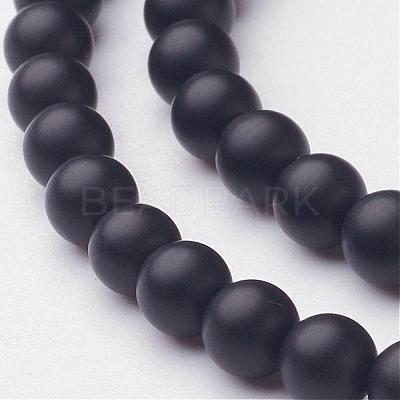 Natural Black Agate Beads Strands G-D543-4mm-1