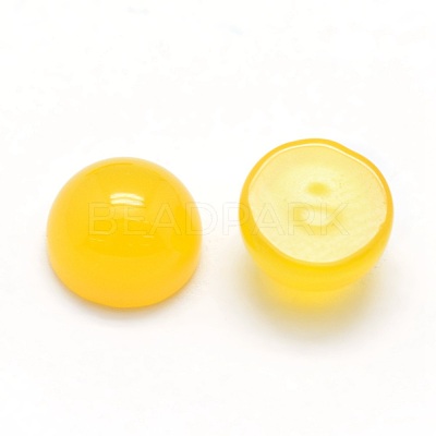 Natural Yellow Agate Cabochons G-P393-R17-8MM-1
