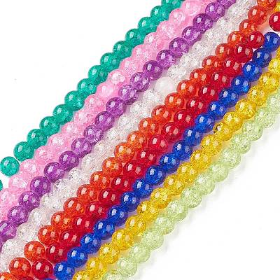 Crackle Glass Beads Strands CCG-Q001-8mm-M-1