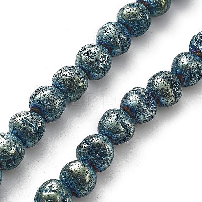 Electroplated Natural Lava Rock Beads Strands G-A251-D01-01A-1