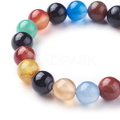 Natural Agate Beads Stretch Bracelets BJEW-F380-01-C13-1