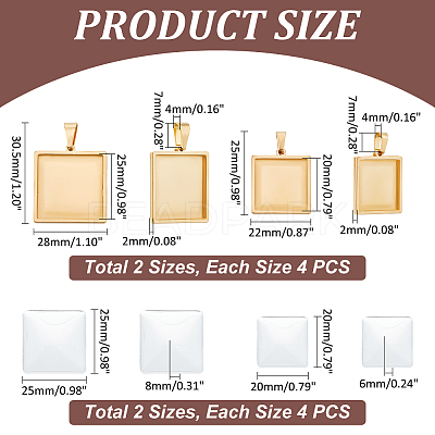 DIY Blank Square Pendant Making Kit DIY-UN0005-44-1