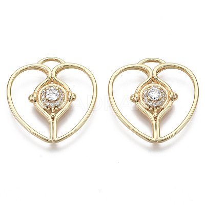 Brass Micro Pave Cubic Zirconia Pendants KK-R130-027G-NF-1