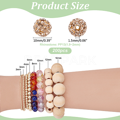 200Pcs Pave Disco Ball Beads RB-PH0001-41I-1