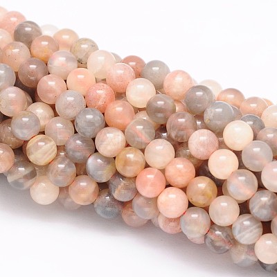 Round Natural Multi-Moonstone Beads Strands G-D767-4mm-1