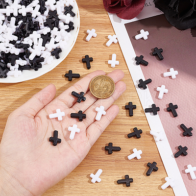 300Pcs 2 Colors Opaque Acrylic Beads SACR-SC0001-17-1