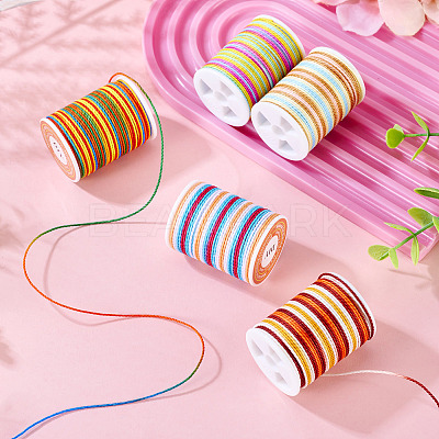 6 Rolls 6 Colors Segment Dyed Twisted Waxed Polyester Cord YC-TA0001-09-1