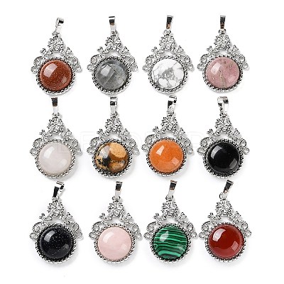 Natural & Synthetic Mixed Gemstone Pendants G-P498-01P-1
