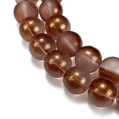 Frosted Transparent Glass Bead Strands GLAA-P065-10mm-13-1
