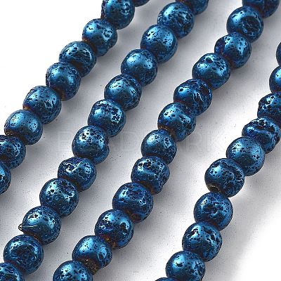 Electroplated Natural Lava Rock Beads Strands G-A251-B01-01E-1