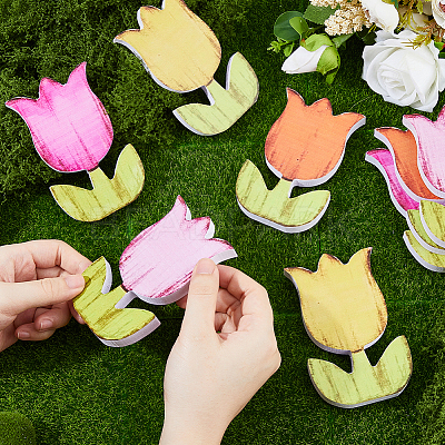 PVC Tulip Sculpture Display Decorations DJEW-WH0058-41-1
