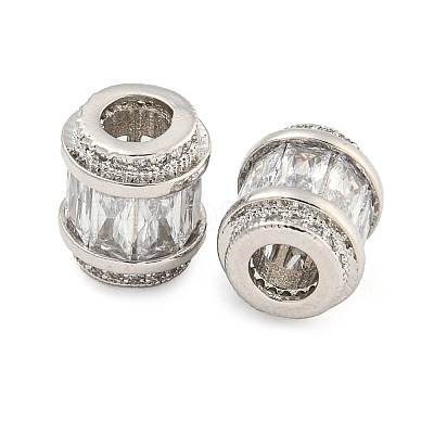 Rack Plating Brass Micro Pave Cubic Zirconia European Beads LS-KK-F089-31P-08-1