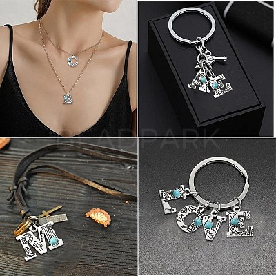 26Pcs 26 Styles Alloy with Resin Imitation Synthetic Turquoise Pendants FIND-CJ0002-31-1