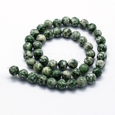 Natural Green Spot Jasper Beads Strands X-G-I199-30-8mm-1