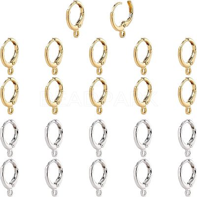 Brass Huggie Hoop Earring Findings KK-NB0002-27-1