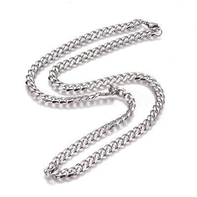 Non-Tarnish 304 Stainless Steel Cuban Link Chain Necklaces NJEW-L159-02A-P-1