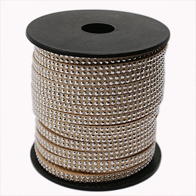 2 Row Platinum Aluminum Studded Faux Suede Cord LW-D005-10P-1