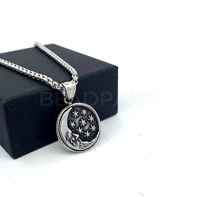 Men's 304 Stainless Steel Moon Star Pendant Punk Vintage Necklaces LS-LK3922-1