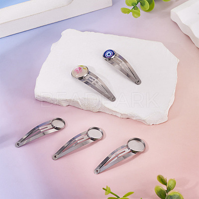 15Pcs 3 Styles 304 Stainless Steel Snap Hair Clip Finding STAS-TA0006-49-1